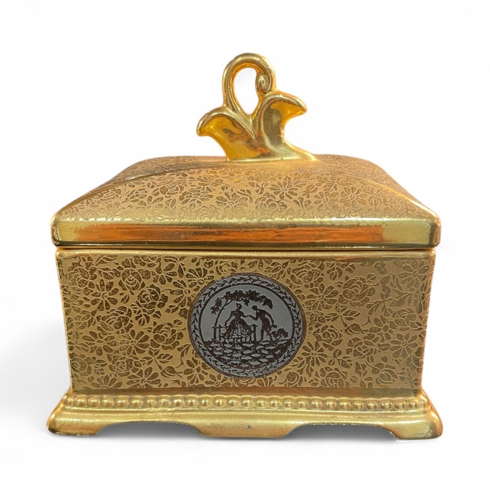 Vintage Le Mieux China 24K Gold & Platinum Trinket Box – Gift Ready